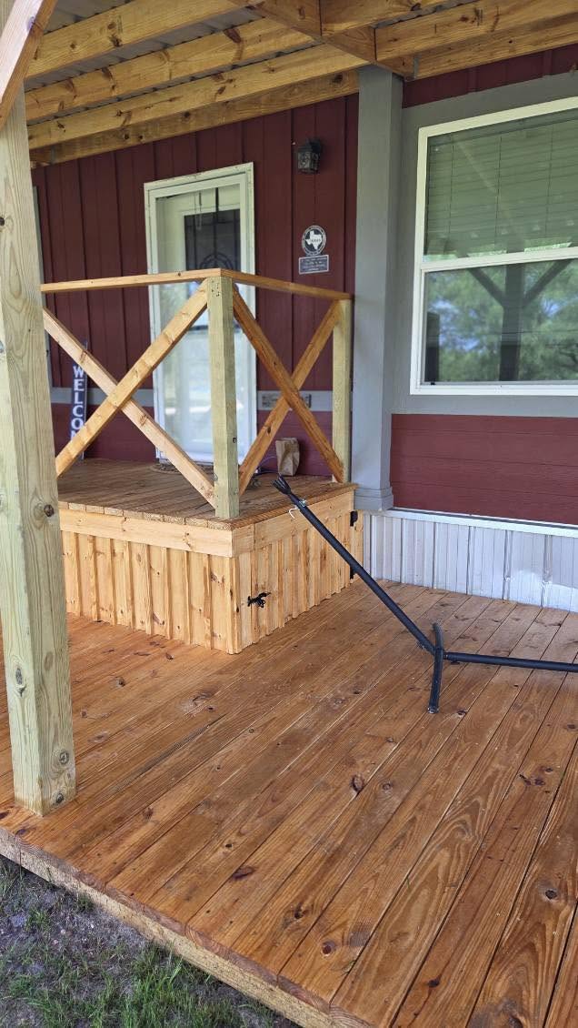 Covered porch addition on a Texas home