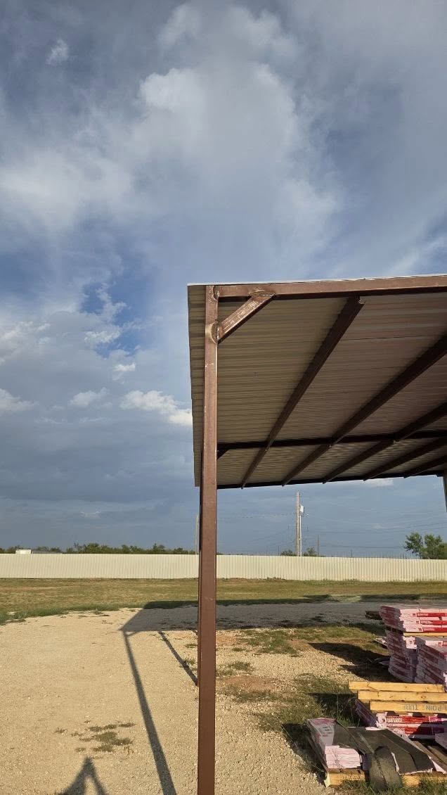 Close-up of a welded steel gusset showing structural welding quality in Texas